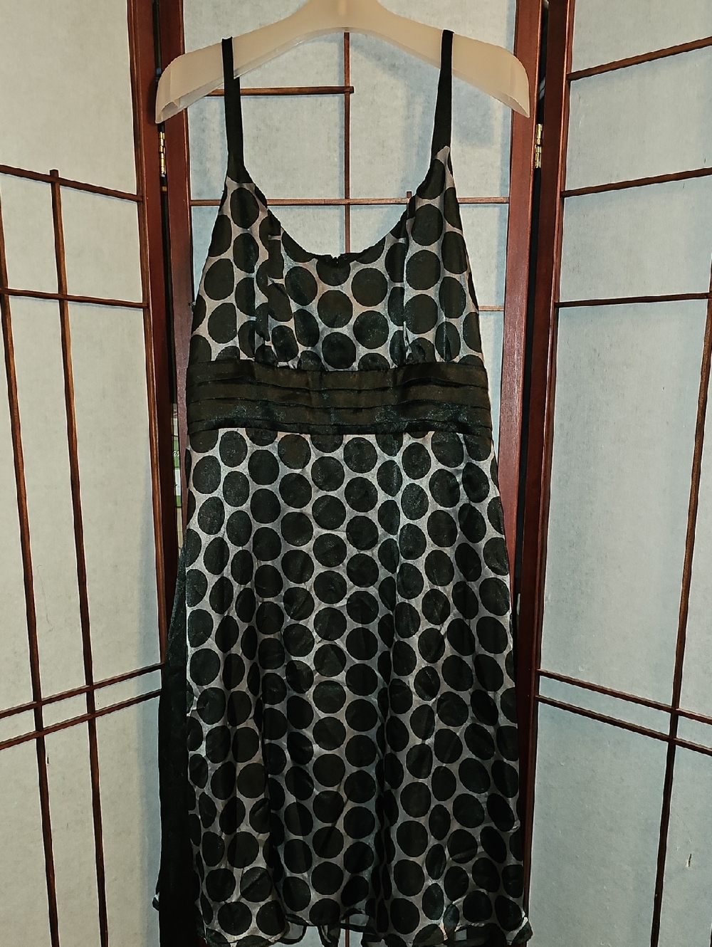 Studio 1940 Black and Silver Polka Dot Midi Dress